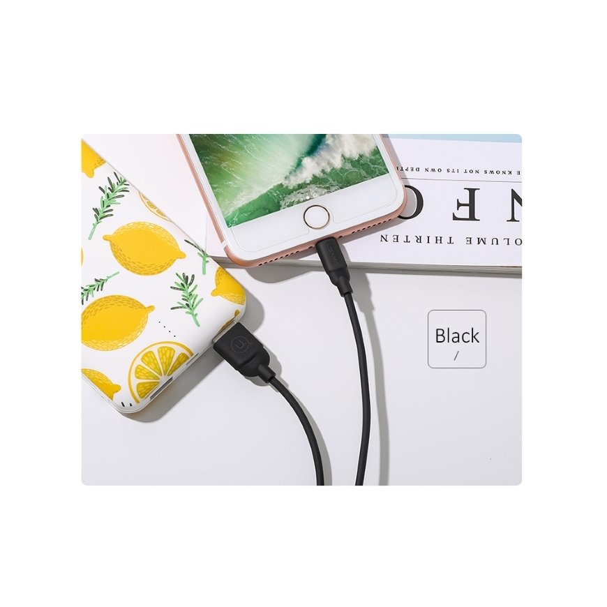 Usams US-SJ245 Ice Cream Durable-Soft Universal Lighting to USB Data & Fast 2A Charger Cable 1m Blac – 3