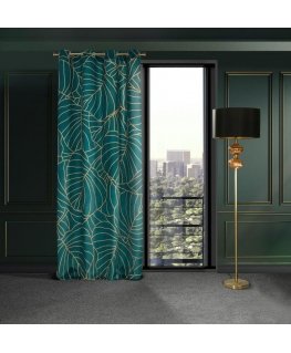 Eurofirany LIMITED COLLECTION LILI2 Minkšto aksomo naktinė užuolaida su didelių lapų motyvu, 140X250 cm, kilpos / žiedai, spalva