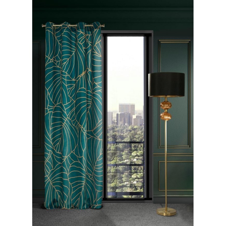 Eurofirany LIMITED COLLECTION LILI2 Soft velvet night curtain with large leaves motif, 140X250 cm, l – 2