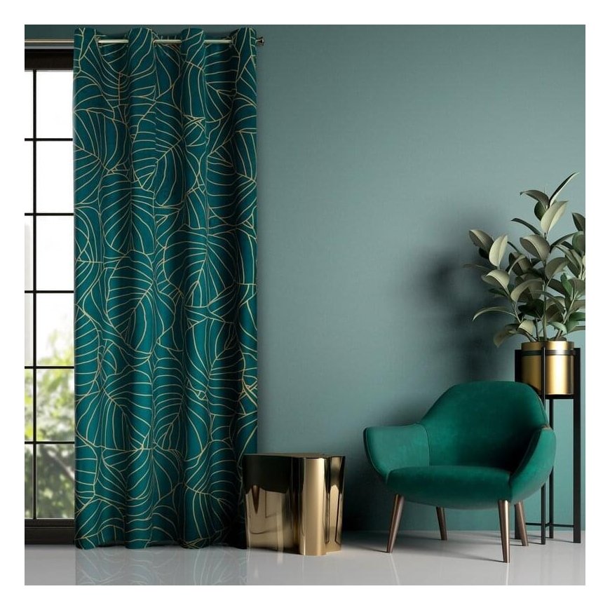 Eurofirany LIMITED COLLECTION LILI2 Minkšto aksomo naktinė užuolaida su didelių lapų motyvu, 140X250 – 13