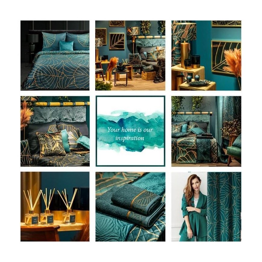Eurofirany LIMITED COLLECTION LILI2 Soft velvet night curtain with large leaves motif, 140X250 cm, l – 14
