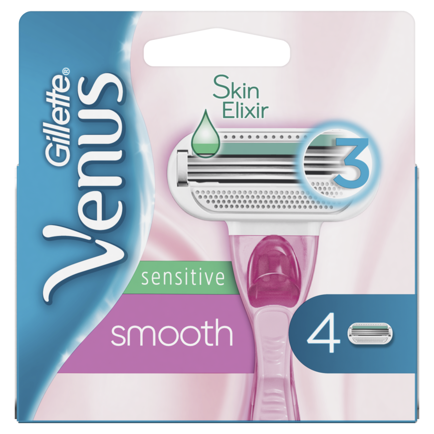 Gillette Venus Smooth Sensitive Razor Replaceable Heads, 4 pcs