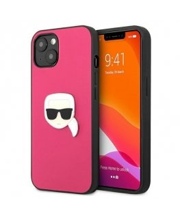 Karl Lagerfeld KLHCP13SPKMP iPhone 13 mini 5.4 inch Red/Pink Hard Case Oda Ikonik Karl&39s Head Metal