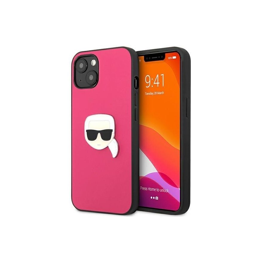Karl Lagerfeld KLHCP13SPKMP iPhone 13 mini 5.4 inch Red/Pink Hard Case Oda Ikonik Karl&39s Head Meta