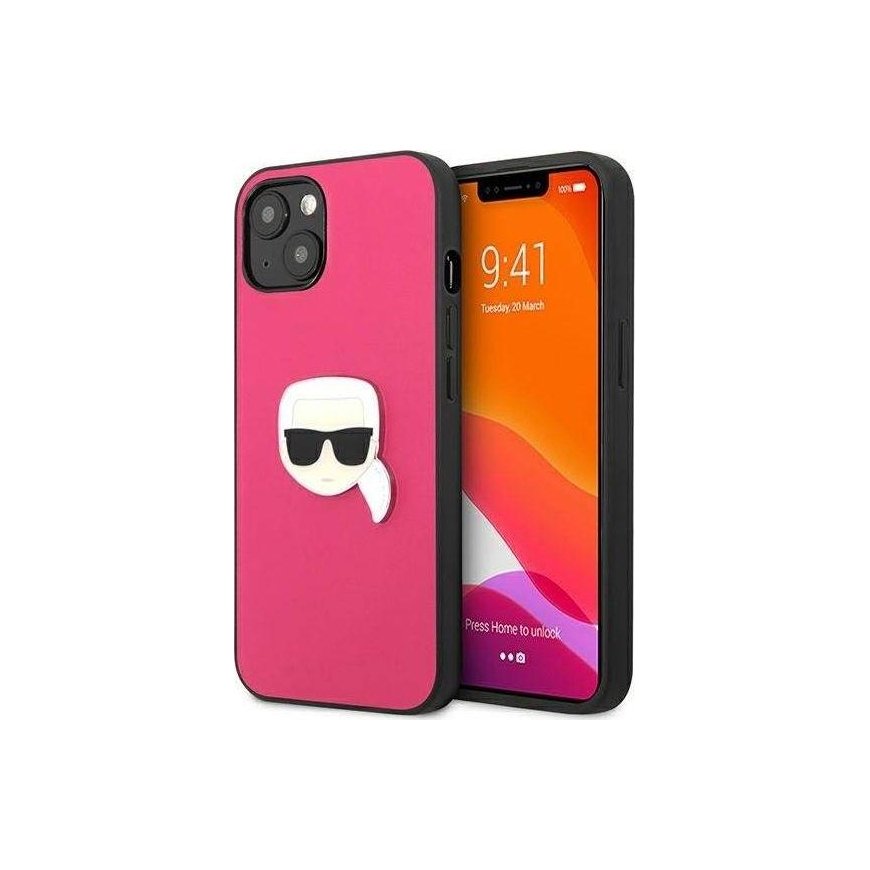 Karl Lagerfeld KLHCP13SPKMP iPhone 13 mini 5,4 colių raudonas/rožinis kietas dėklas Oda Ikonik Karl& – 2