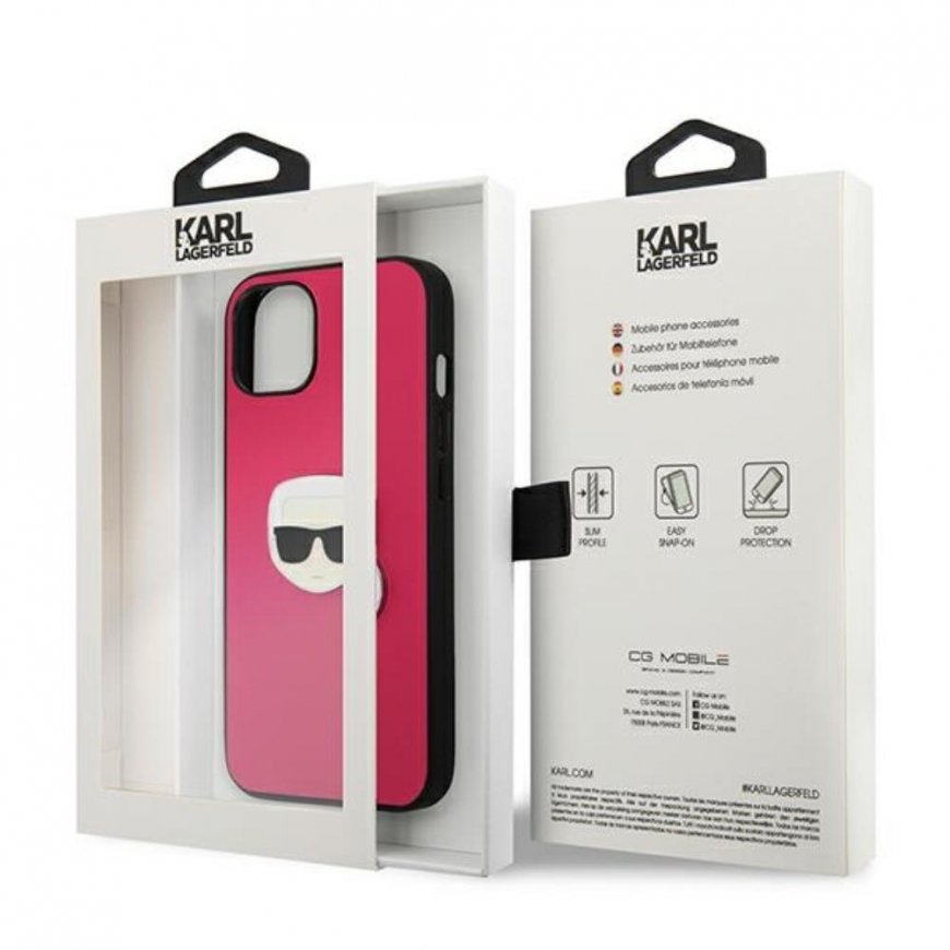 Karl Lagerfeld KLHCP13SPKMP iPhone 13 mini 5.4 inch Red/Pink Hard Case Oda Ikonik Karl&39s Head Meta – 5