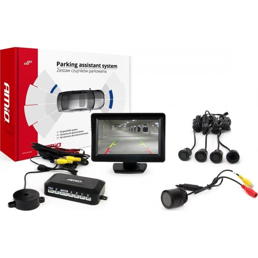 Amio 4.3" tft01 sensor kit with cam-402 LED camera, 4 black "gold" sensors – 2