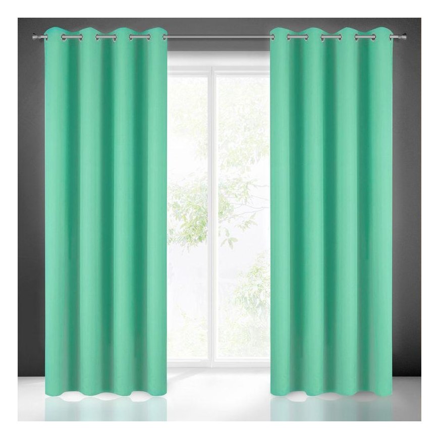 Night curtain Eurofirany RITA made of smooth fabric, 140X250 cm loops / wheels, color: mint