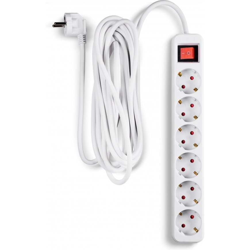 Fuji:tech 6-part extension cable, 5 m, white