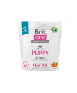 Sausā barība visu šķirņu kucēniem un jauniem suņiem (4 nedēļas - 12 mēneši).Brit Care Dog Grain-Free Puppy Salmon 1kg