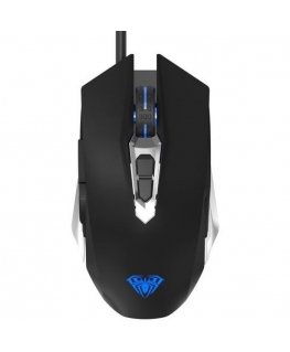 Aula S50 Multi-krāsu apgaismojuma Vada Spēļu Optiskā pele 7 pogas 800-4800dpi ar ergonomisku formu Melna