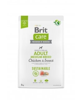 BRIT Care Dog Sustainable Adult Medium Breed vištiena & Insect - dry dog food - 3kg