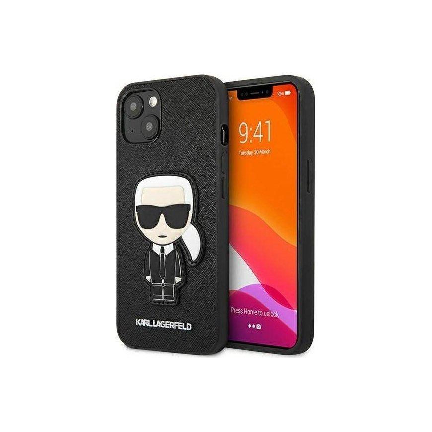 Karl Lagerfeld Hardcase Saffiano Ikonik Karl`s Patch KLHCP13SOKPK Back Cover, Apple, iPhone 13 mini, – 2