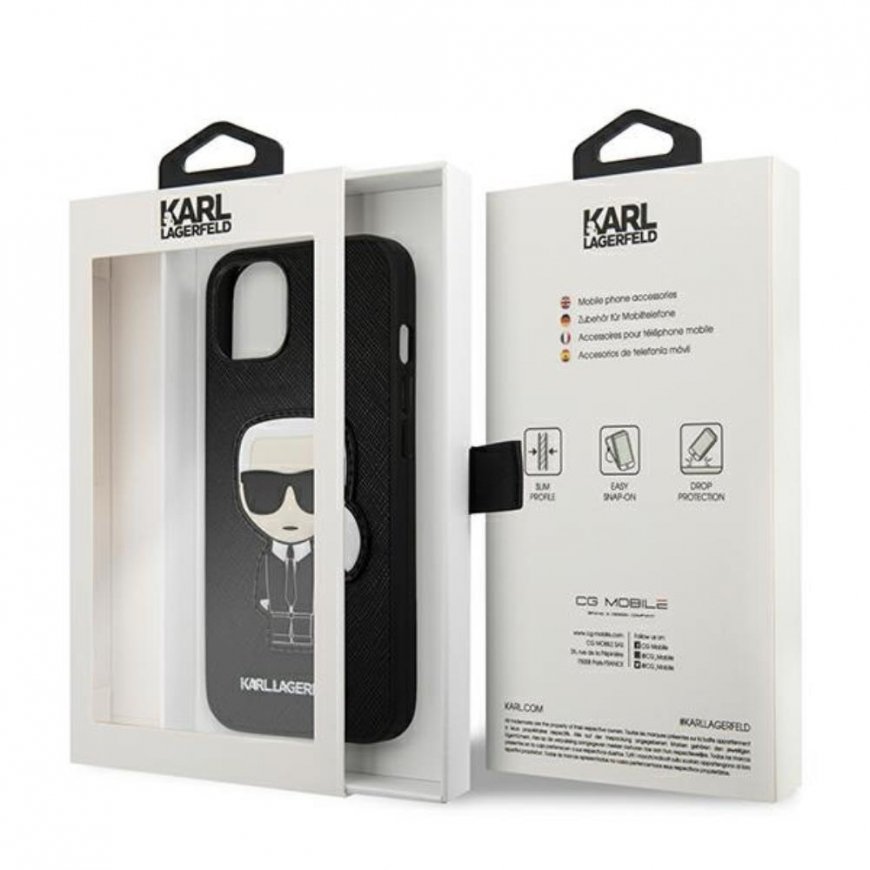 Karl Lagerfeld Hardcase Saffiano Ikonik Karl`s Patch KLHCP13SOKPK Back Cover, Apple, iPhone 13 mini, – 9