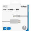 USB-C - HDMI kabelis DELTACO 4K UHD, paauksuotos jungtys,1m, baltas / 00140020 USB-C - HDMI kabelis DELTACO 4K UHD, paauksuotos jungtys,1m, baltas / 00140020