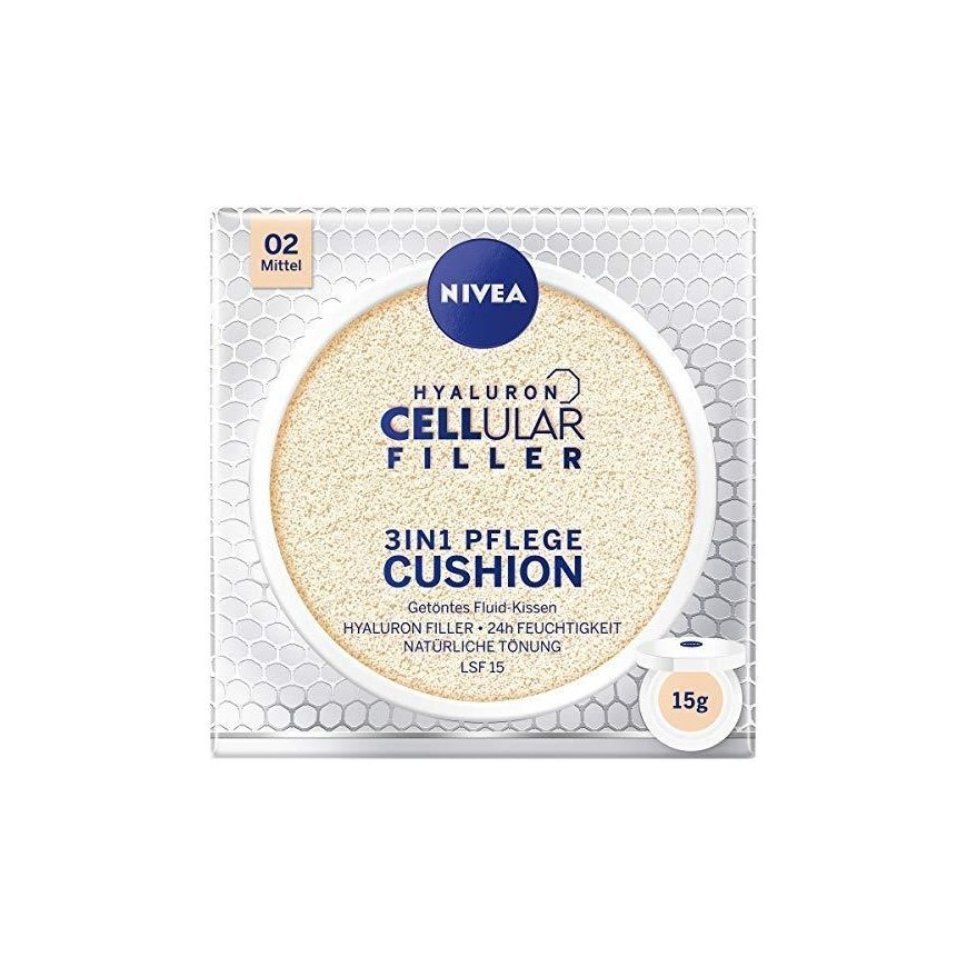 Nivea Nivea Hyaluron CELLular Filler 3in1 Care Cushion SPF15 Foundation 15g 02 Vidutinis – 4