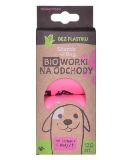 Kompostowalne BIOworki na odchody 8x15szt, różowy