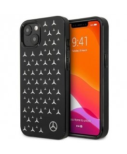 Dėklas Mercedes Mersedeso MEHCP13SESPBK iPhone 13 mini 5,4 colių juoda/juodos hardcase sidabro spalvos žvaigždžių raštas