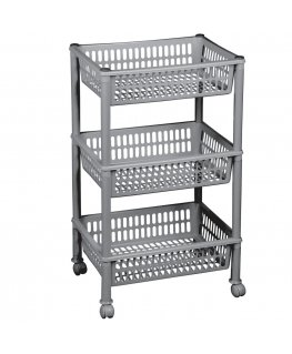 Stand with wheels 3 shelves Plast Team Jumbo silver