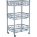 Stand with wheels 3 shelves Plast Team Jumbo silver Stand with wheels 3 shelves Plast Team Jumbo silver
