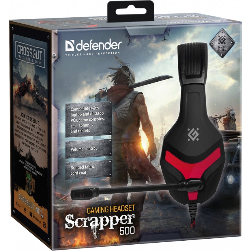Defender Scrapper 500 Austiņas Vadu Speļu Melns, Sarkans – 9