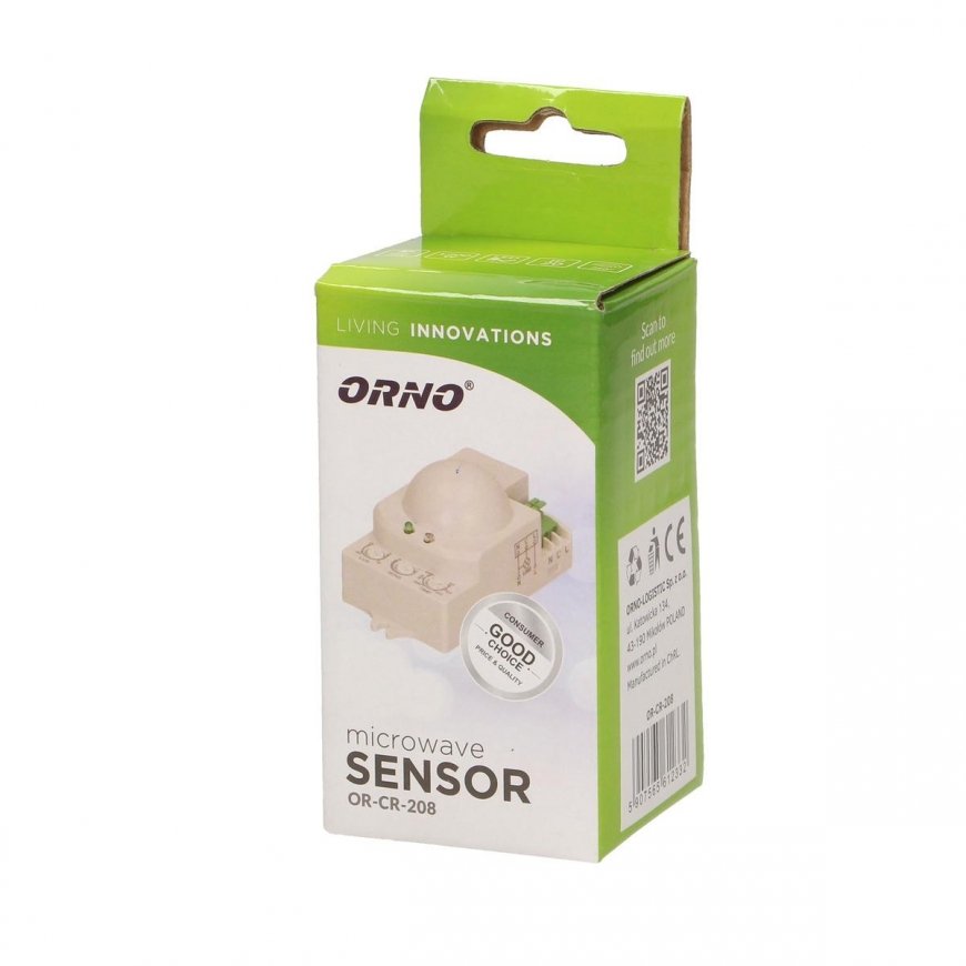 Orno Microwave motion sensor 5.8GHz 1200W 360 ° 3-2000 lx white (OR-CR-208) – 4