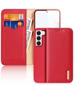 Dux Ducis Hivo dėklas Samsung Galaxy S23 + atverčiamas dangtelis dėklas stovas RFID blokuojantis raudonas