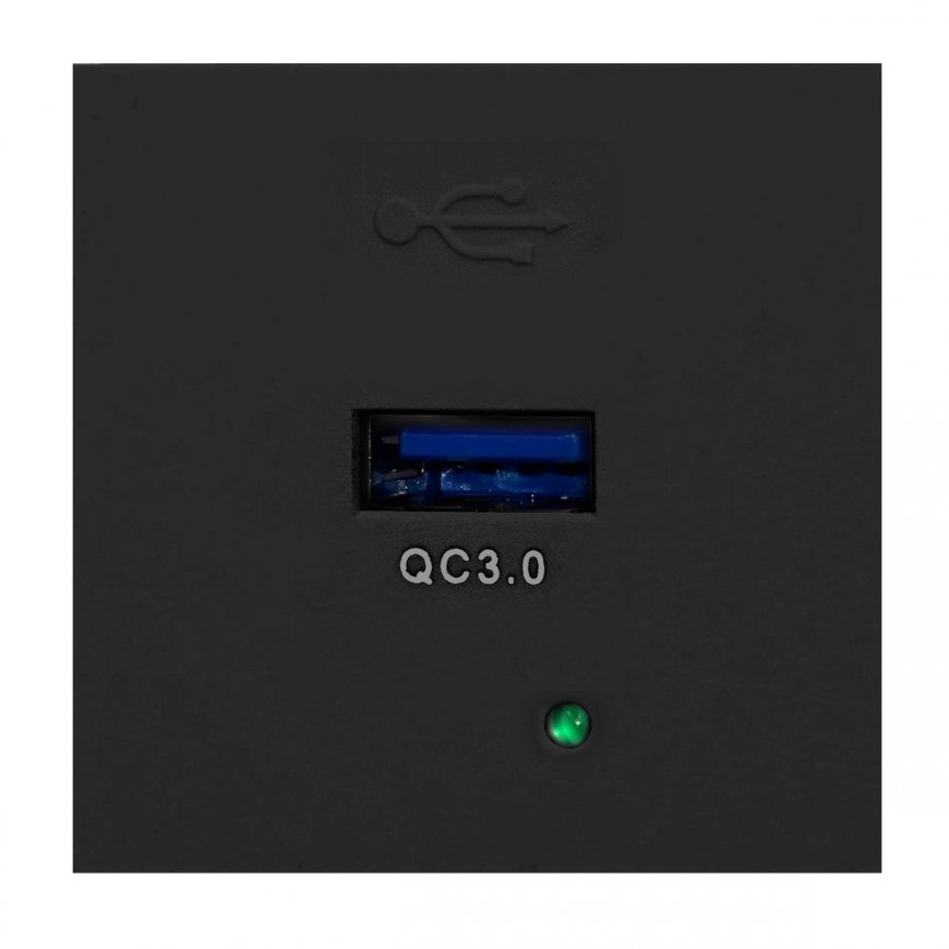 Orno NOEN USBQ, 45x45mm Modular Port with 3A/5V Quick Charge USB Charger 2A/9V 1.5A/12V, Black – 2