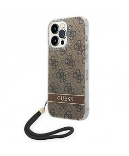 Dėklas Guess GUOHCP14LH4STW iPhone 14 Pro 6,1 colio rudas / rudas kieto dėklo 4G spausdinimo dirželis
