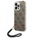 Dėklas Guess GUOHCP14LH4STW iPhone 14 Pro 6,1 colio rudas / rudas kieto dėklo 4G spausdinimo dirželis Dėklas Guess GUOHCP14LH4STW iPhone 14 Pro 6,1 colio rudas / rudas kieto dėklo 4G spausdinimo dirželis