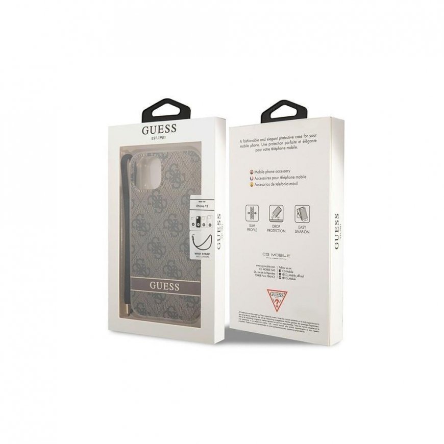 Dėklas Guess GUOHCP14LH4STW iPhone 14 Pro 6,1 colio rudas / rudas kieto dėklo 4G spausdinimo dirželis – 5
