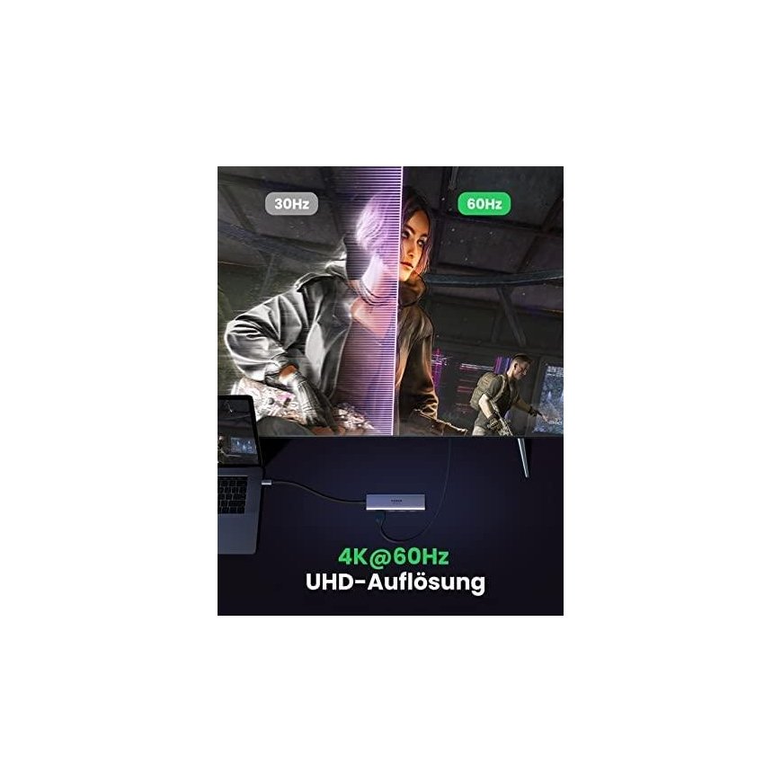 UGREEN CM511 5-in-1 adapteris šakotuvas USB-C – 3x USB3.0 HDMI TF/SD – 4