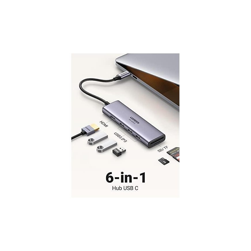 UGREEN CM511 5-in-1 adapter hub USB-C - 3x USB3.0 HDMI TF/SD – 10