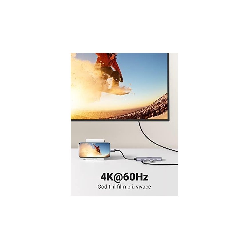 UGREEN CM511 5-in-1 adapter hub USB-C - 3x USB3.0 HDMI TF/SD – 12