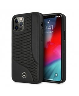 Mercedes MEHCP12LCDOBK iPhone 12 Pro Max 6.7" black/black hard case, leather perforated area