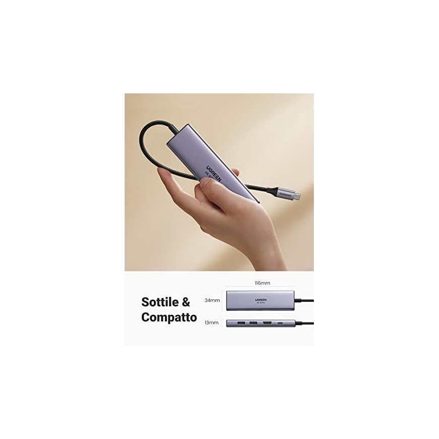 UGREEN CM511 5-in-1 adapter hub USB-C - 3x USB3.0 HDMI TF/SD – 15
