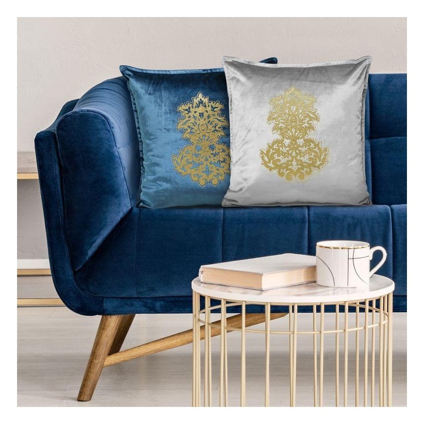 Eurofirany ROYAL 4 Velvet pillowcase with golden ornament, 45X45 cm, color: blue – 3