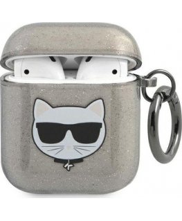 Karl Lagerfeld Karlo Lagerfeldo apsauginis dėklas KLA2UCHGK Blizgantis dėklas AirPods 1/2 pilkas