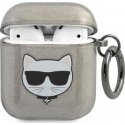 Karl Lagerfeld Karlo Lagerfeldo apsauginis dėklas KLA2UCHGK Blizgantis dėklas AirPods 1/2 pilkas