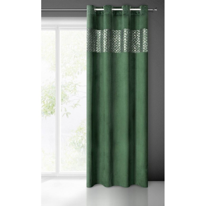 Eurofirany MARGOT Velvet night curtain with embroidered ribbon and sequins, 140X250 cm, loops/rings, – 2