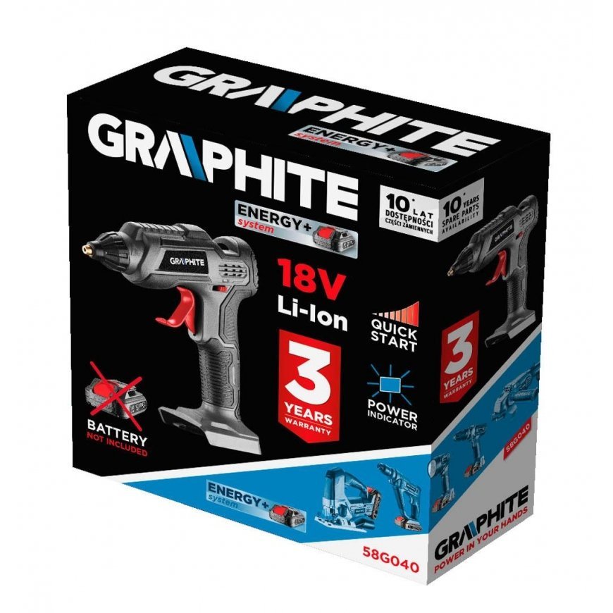 GRAPHITE Klijų pistoletas Grafito energija + 58G040 18V – 7