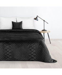 Eurofirany DESIGN 91 LUIZ / 3 Velvet bedspread, quilted by hot pressing with a geometric pattern, 170X210 cm, color: black