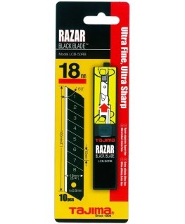 Laužomos geležtės 18mm. 50 vnt patogus dispenceris blisteryje Tajima Razor Juodas