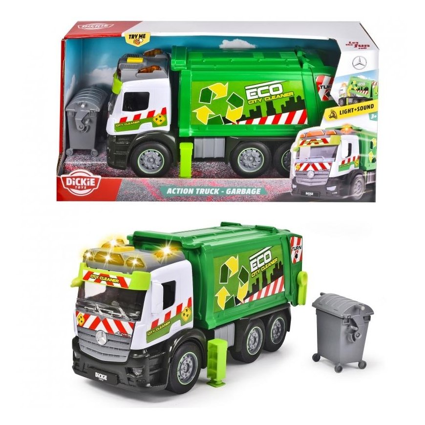 Toy Mercedes Benz garbage truck 26 cm with container, Dickie – 3