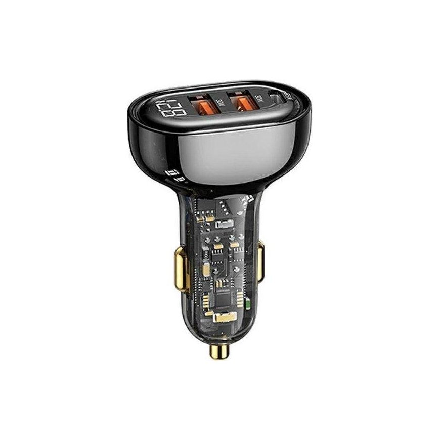 Charger Usams Ład. same 1xUSB-C 2xUSB-A 125W Fast Charge transparent black CC158CC01 (US-CC158)