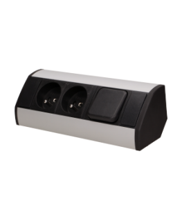 Orno 2x2P + Z furniture socket with switch, black and silver
