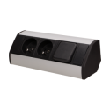 Orno 2x2P + Z furniture socket with switch, black and silver Orno 2x2P + Z furniture socket with switch, black and silver