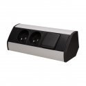Orno 2x2P + Z furniture socket with switch, black and silver Orno 2x2P + Z furniture socket with switch, black and silver