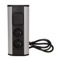 Orno 2x2P + Z furniture socket with switch, black and silver Orno 2x2P + Z furniture socket with switch, black and silver