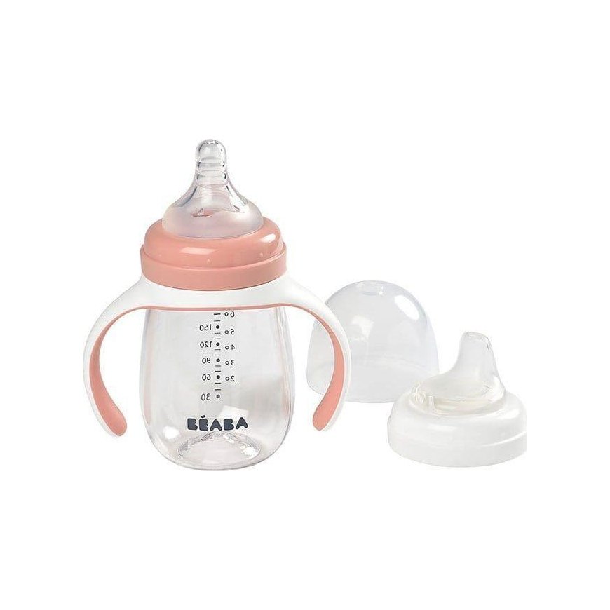 BEABA TRAINING BOTTLE-DRUNK 2IN1, 210 ML, OLD Pink